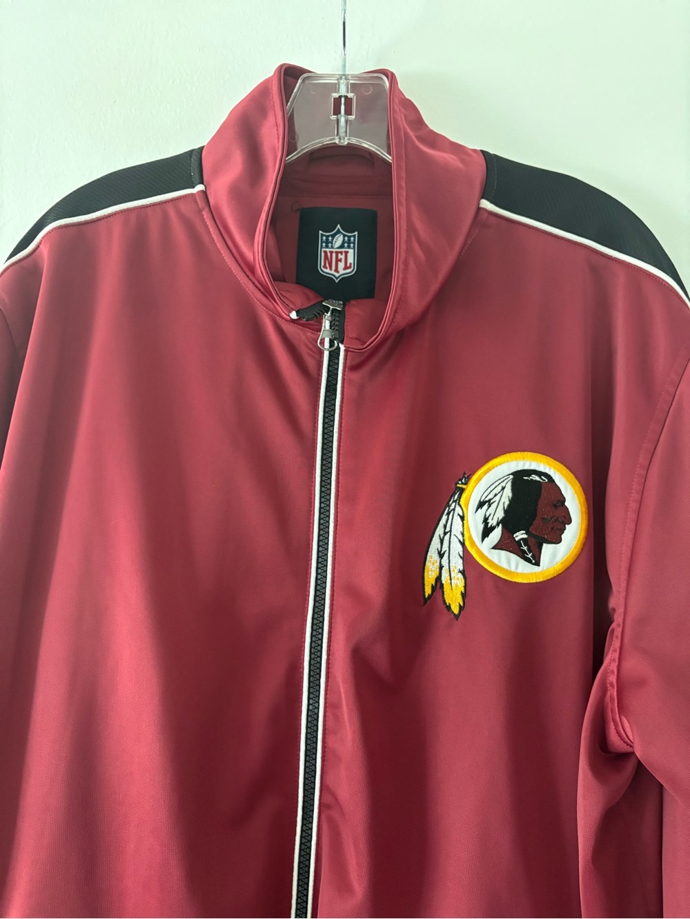VINTAGE-NFL Burgundy Bomber Jacket with Team Emblem- excellent condition- XL
